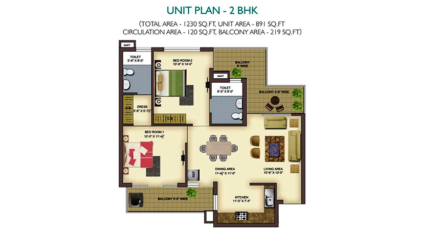 2 bhk Floor Plans of La Prisma