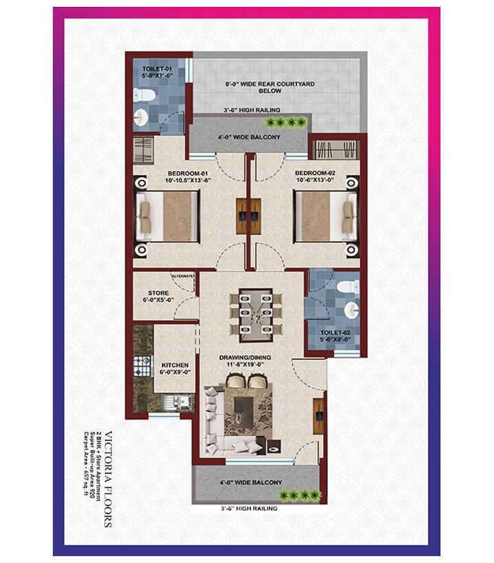 SBP City of Dreams – Floor Plan 2BHK