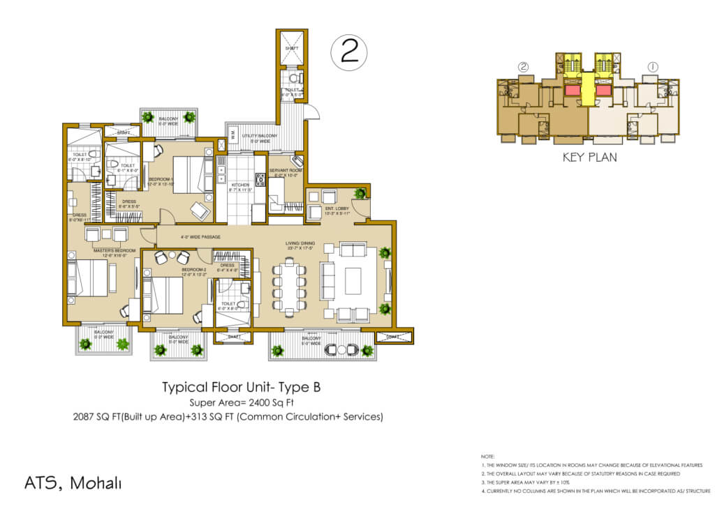 ATS Casa Espana Floor Plan Type – B (3+1) BHK