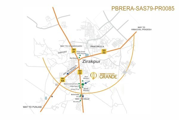 Sushma Chandigarh Grande Location Map