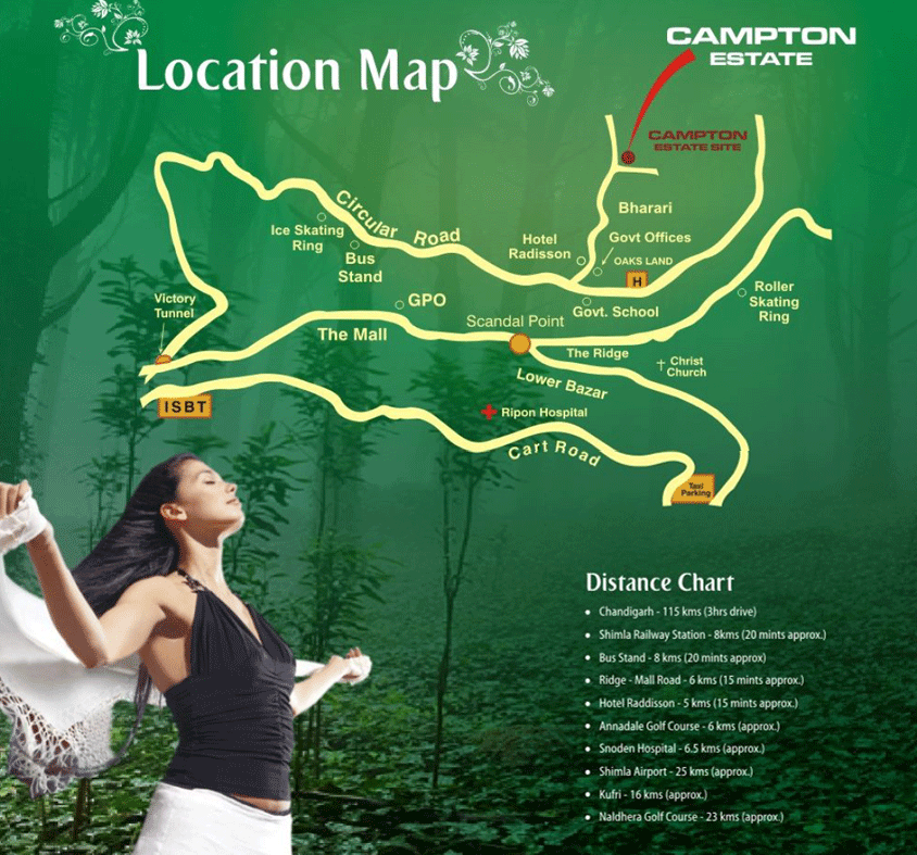 Location Map Sandwoods Campton Estate Shimla