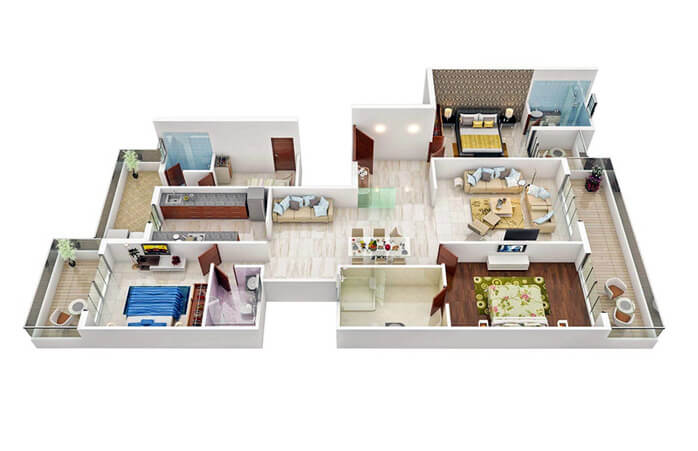 MAXIMA 3 BHK + Servant (Layout Plan)